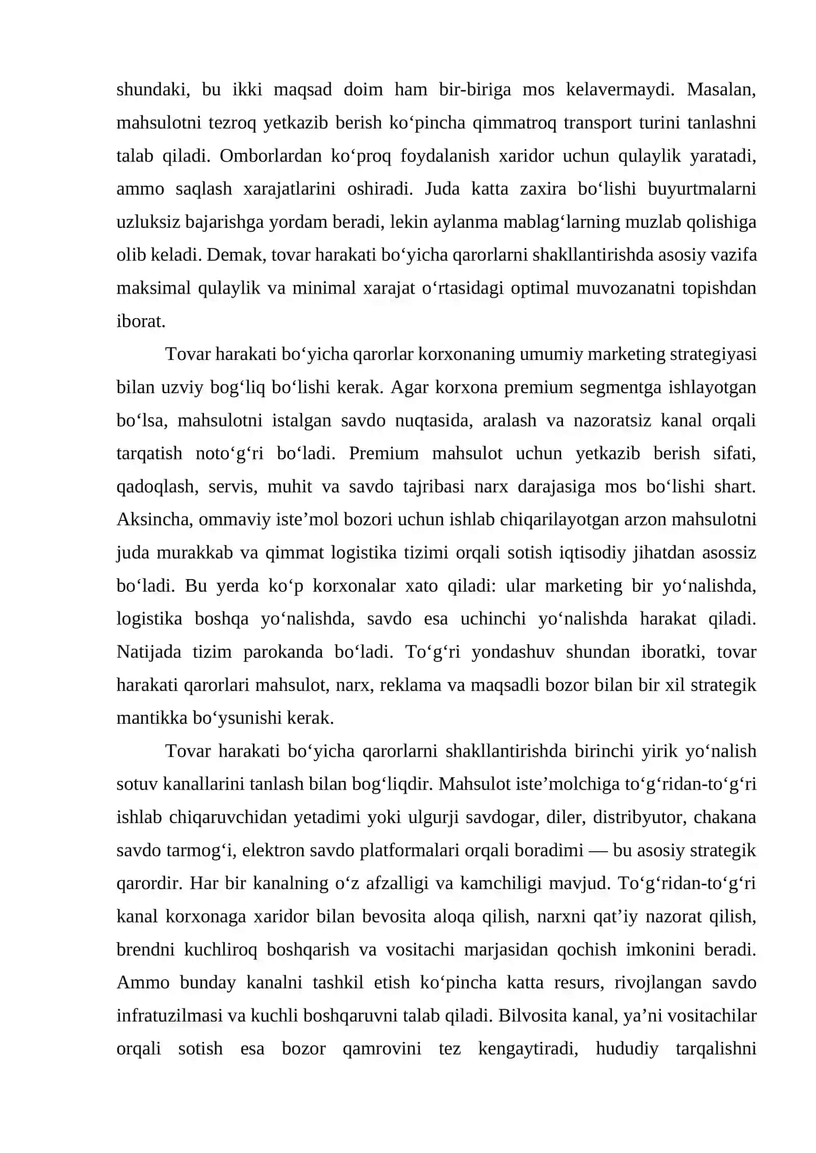 Tovar harakati bo‘yicha qarorlarni shakllantirish 3