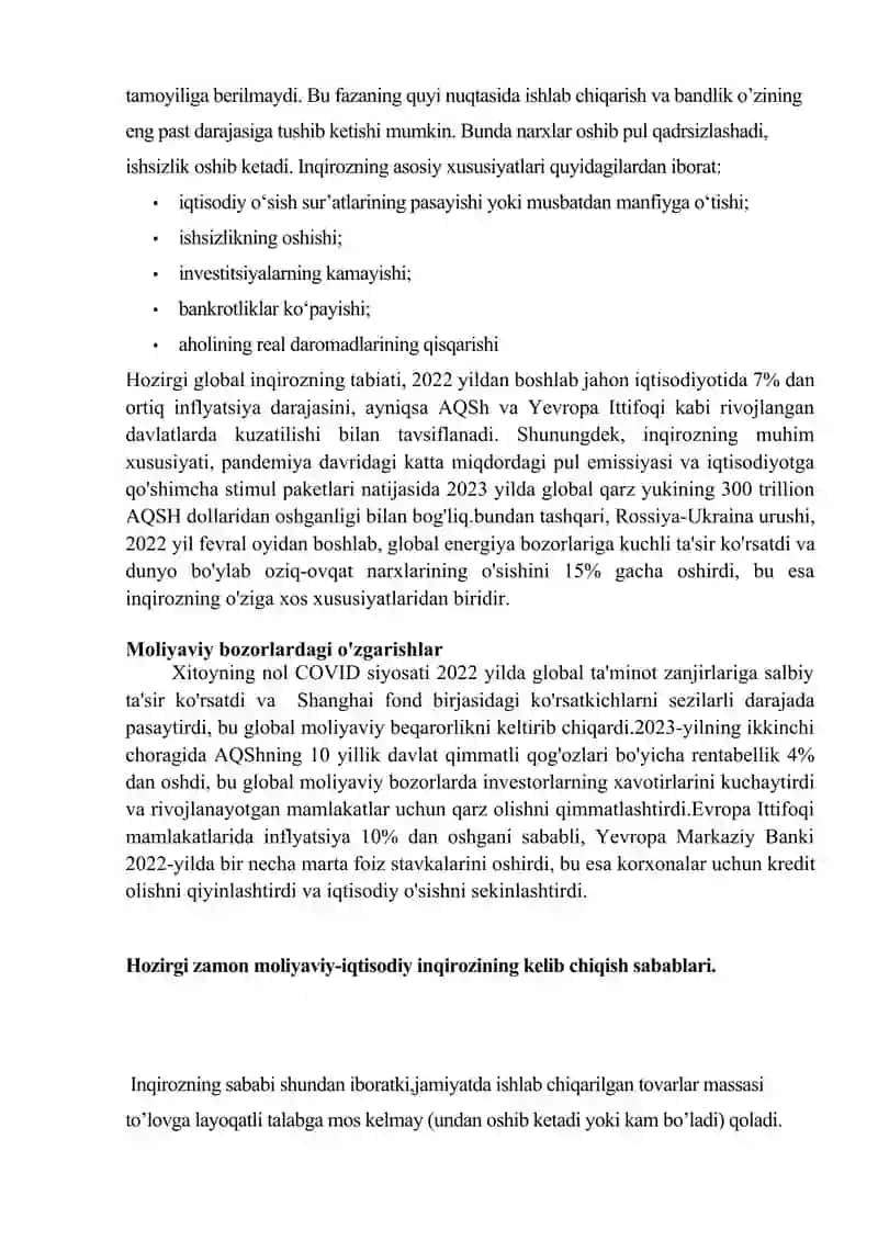 hozirgi zamon moliyaviy-iqtisodiy inqirozi. kelib chiqish sabablari va oqibatlari 3