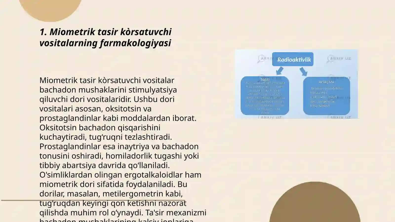 Miometrik tasir kòrsatuvchi vositalar 3