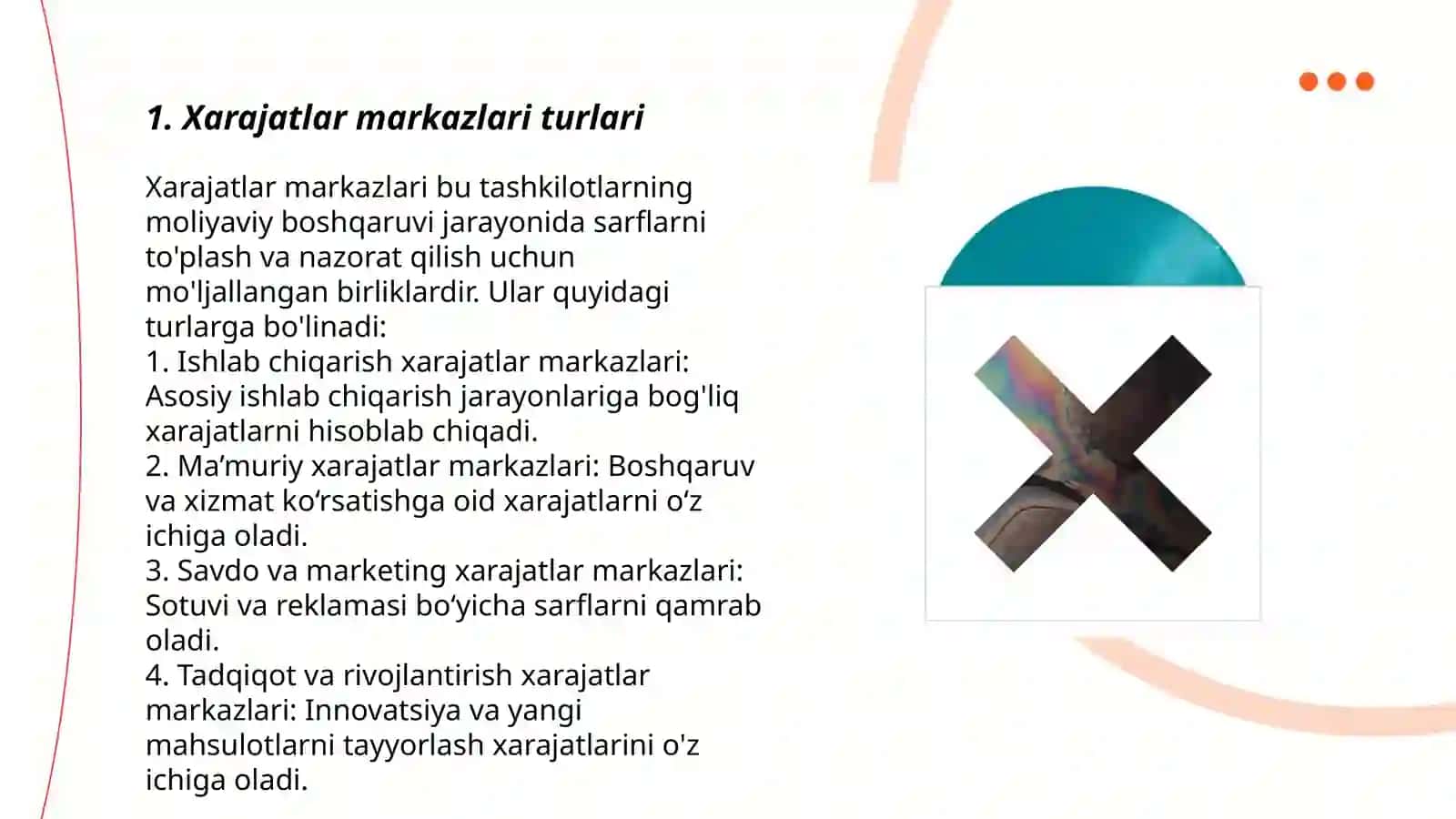 Xarajatlarning masulyat markazlari boyicha hisobga olishning maqsadi va tavsifi 3