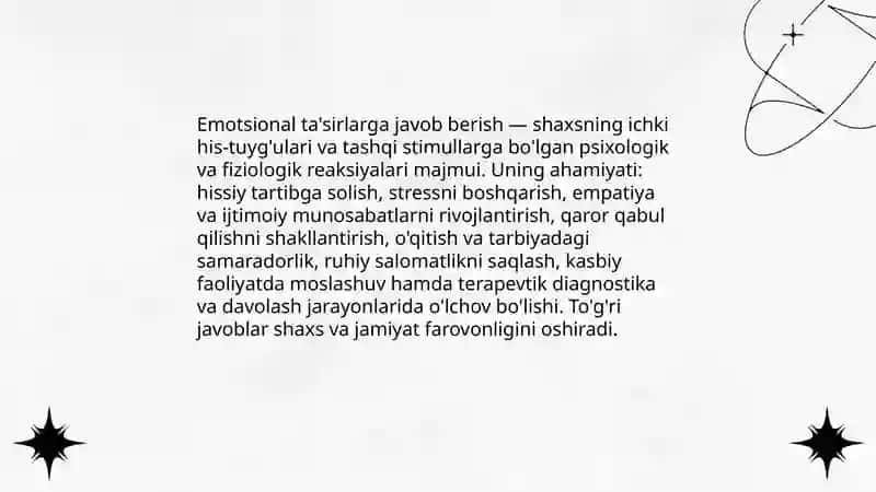 Emotsional ta'sirlarga javob berish va uning har turlari 3