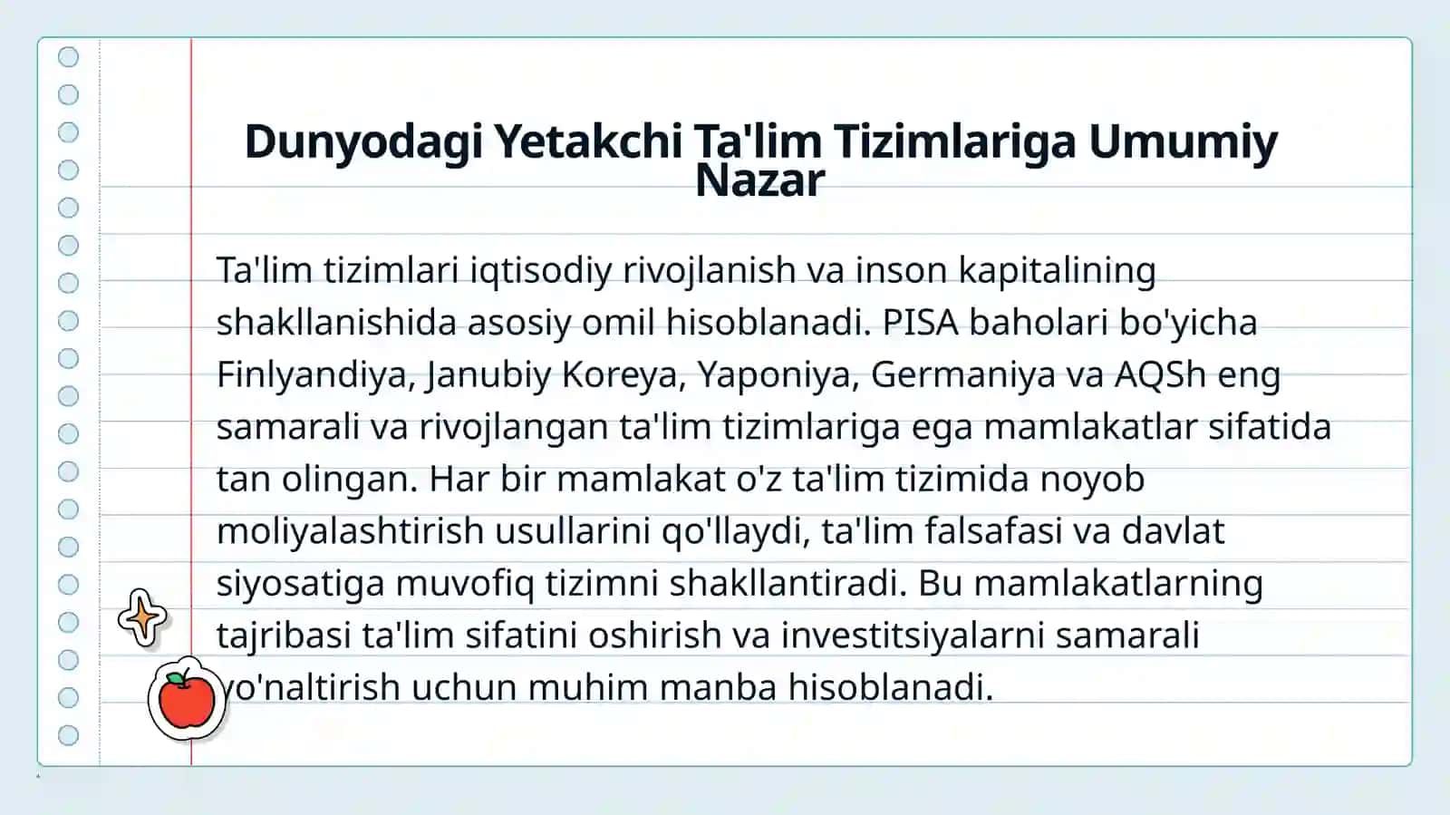AQSh, Janubiy Koreya, Yaponiya, Finlyandiya va Germaniyada Ta'lim Tizimi 3