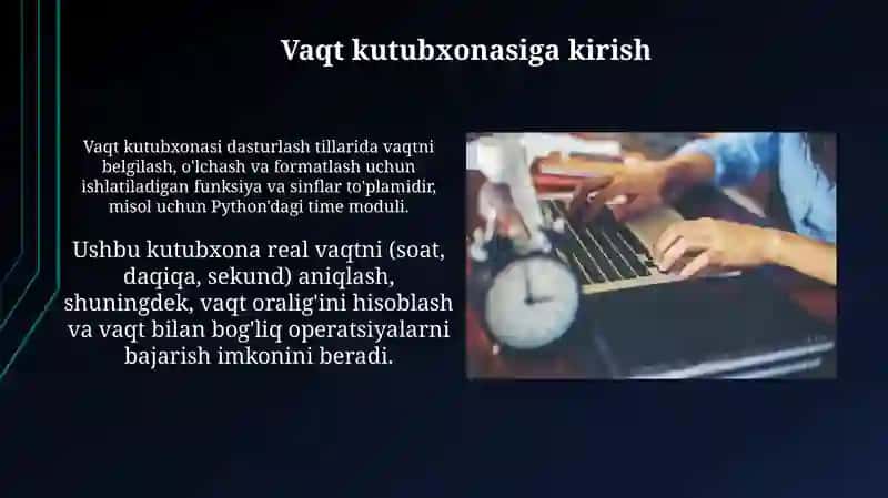 Time kutubxonasi yordamida vaqt bilan ishlash dasturlashga oid 3