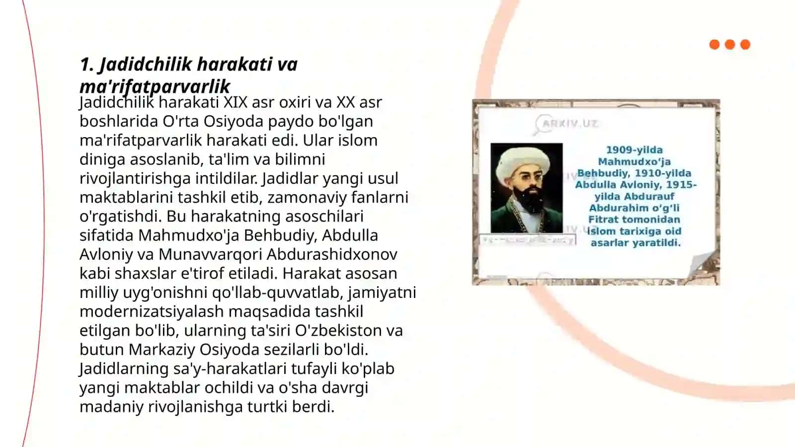 Jadid ma'rifatparvarlarining o'lka ijtimoiy-ma'naviy hayotida tutgan o'rni 3