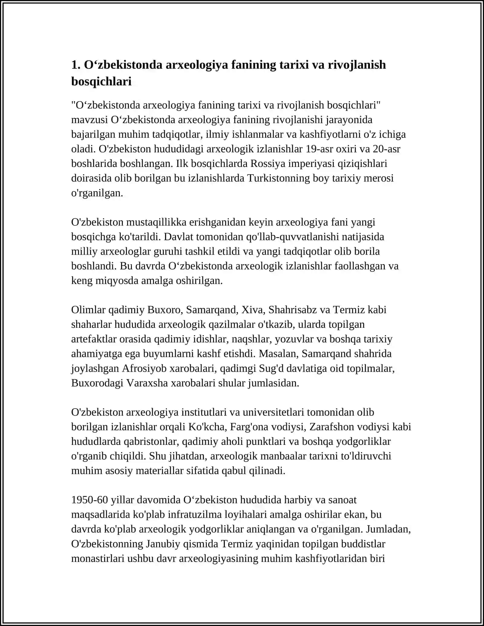 O'ZBEKISTONDA ARXEOLOGIYA FANINING RIVOJLANISHI 3