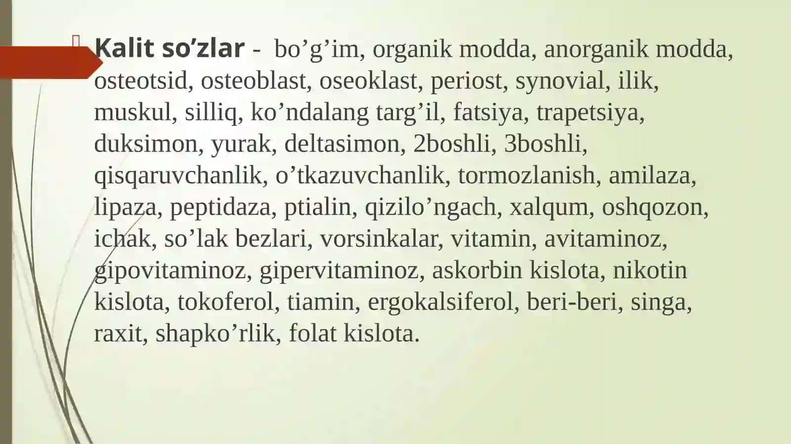 Tayanch harakat apparatining yosh xususiyatlari va gigiyenasi. Bolalarning ovqat hazm qilish tizimi va ovqatlanish gigiyenasi. Vitaminlar 3
