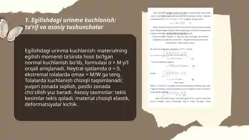 Egilishdagi urinma kuchlanish 3