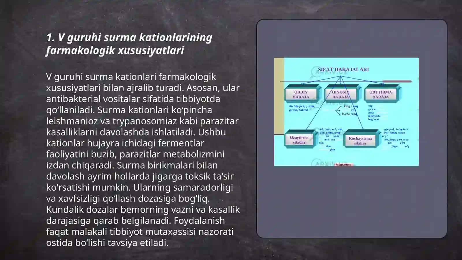 V guruh surma kationlarini tibbiyotda qollanilishi va analitik reaksyalar 3