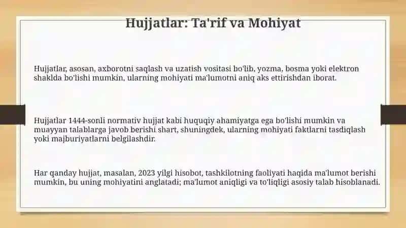 Hujjatlar: Ta'rif va Mohiyat 3
