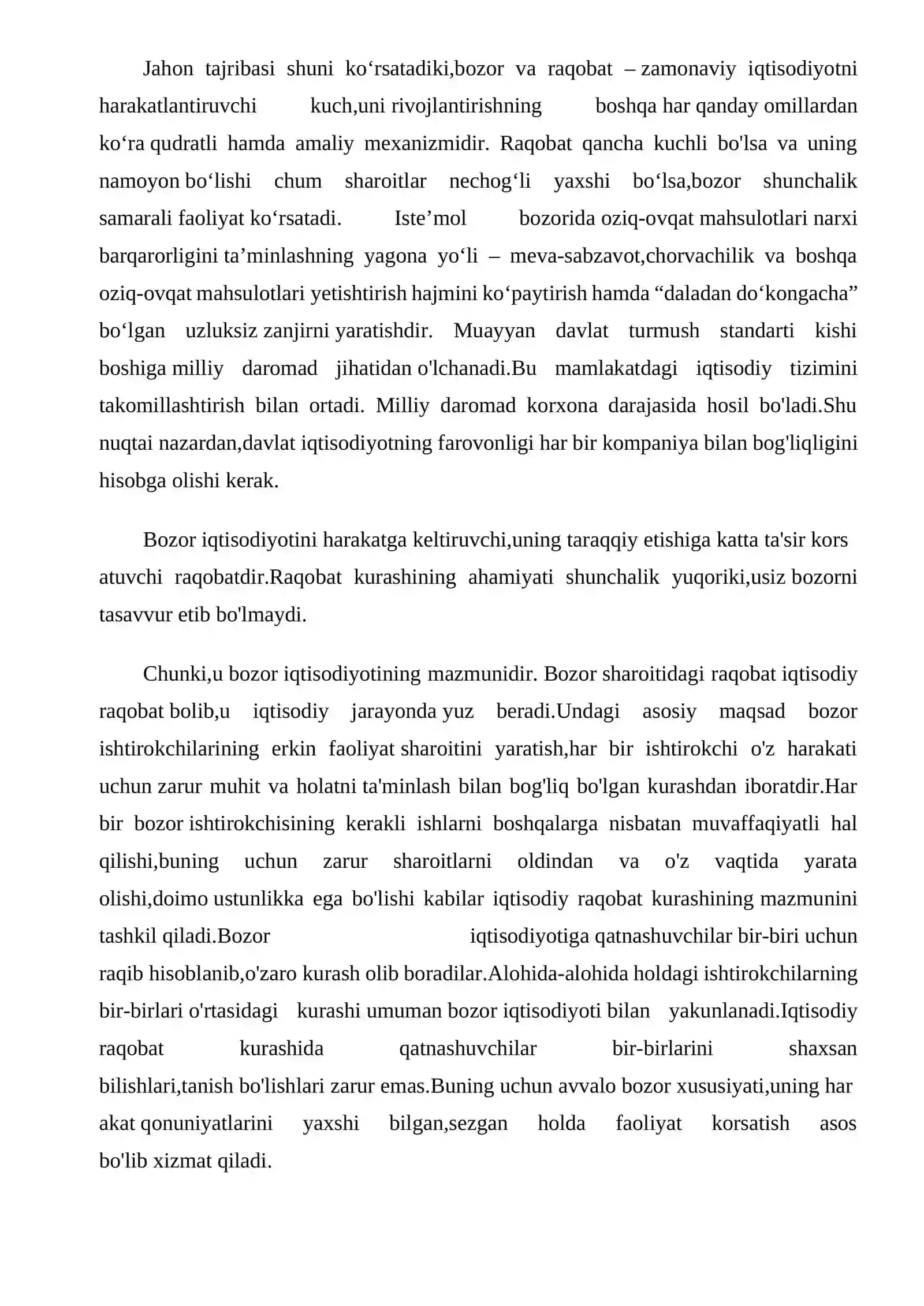 M.Porter uslubiyatiga ko'ra O'zbekistonning raqobat ustunliklari 3