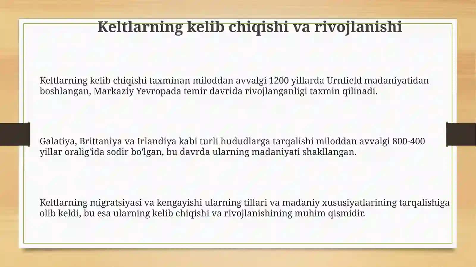 Kelt xalqlari epik ijodi – bardlar va druidlar tomonidan yaratilgan sagalar 3