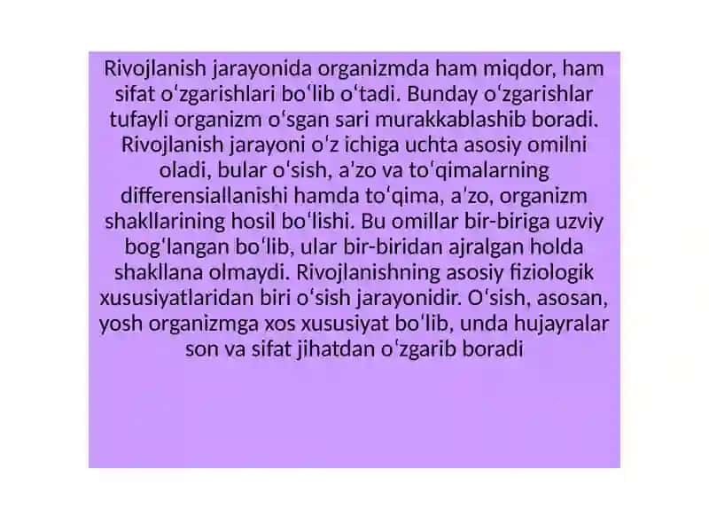 O’sish va rivojlanish 3