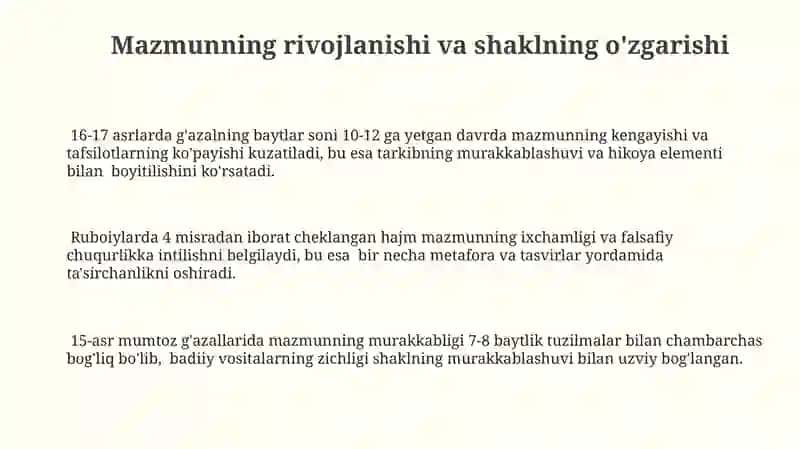 Mumtoz g'azal va ruboiylar tahlili 3