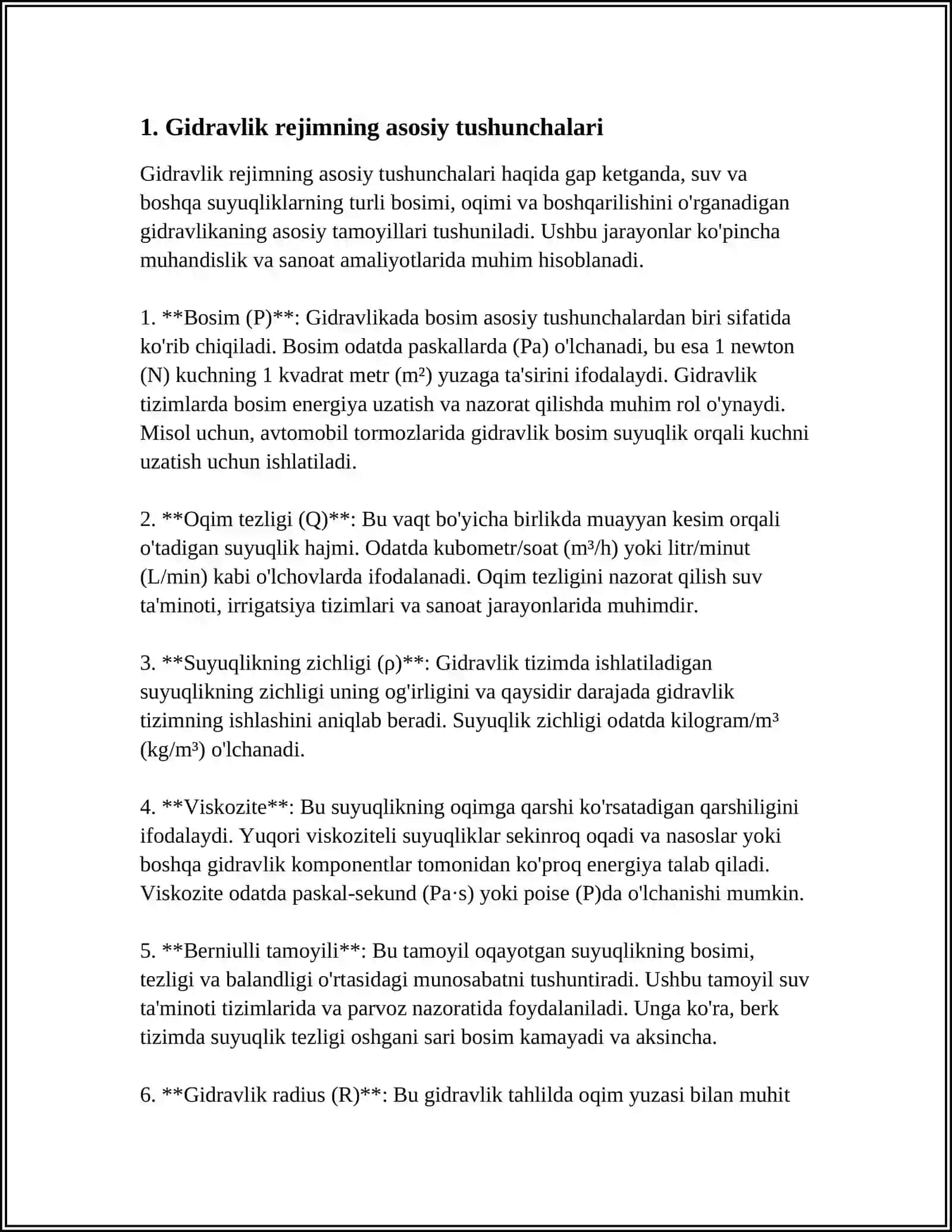 GIDRAVLIK REJIM ASOSLARI 3