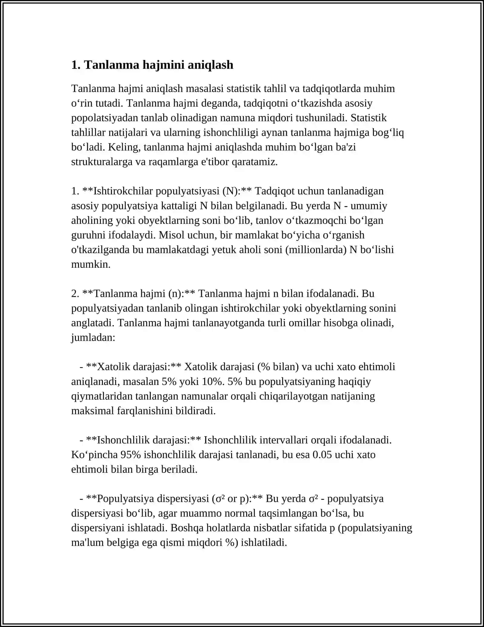 NORMAL TAQSIMLANISH PARAMETRLARINI BAHOLASHNING STATISTIK METODLARI 3