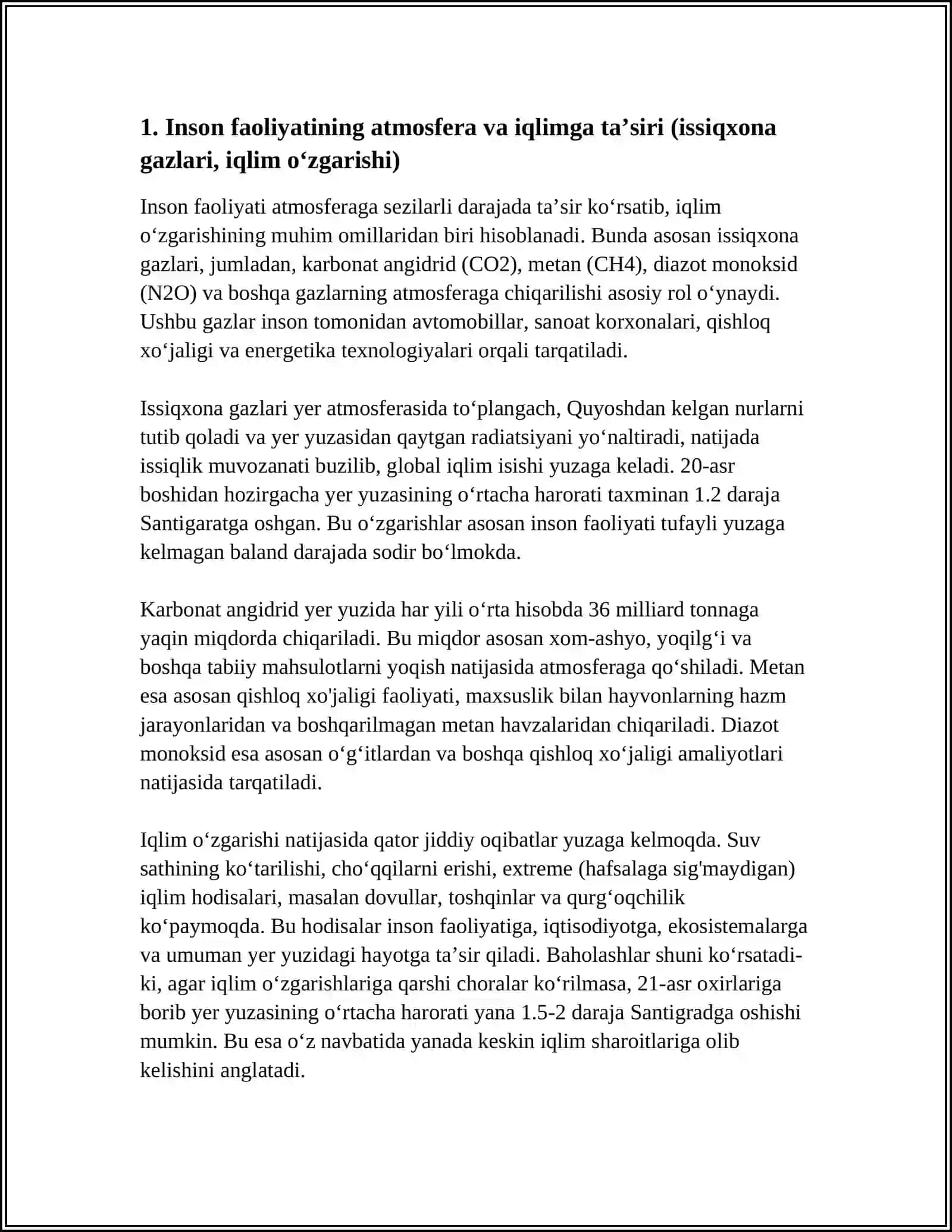 INSON FAOLIYATINING TABIATGA TA’SIRI VA TABIATNING JAVOBI 3
