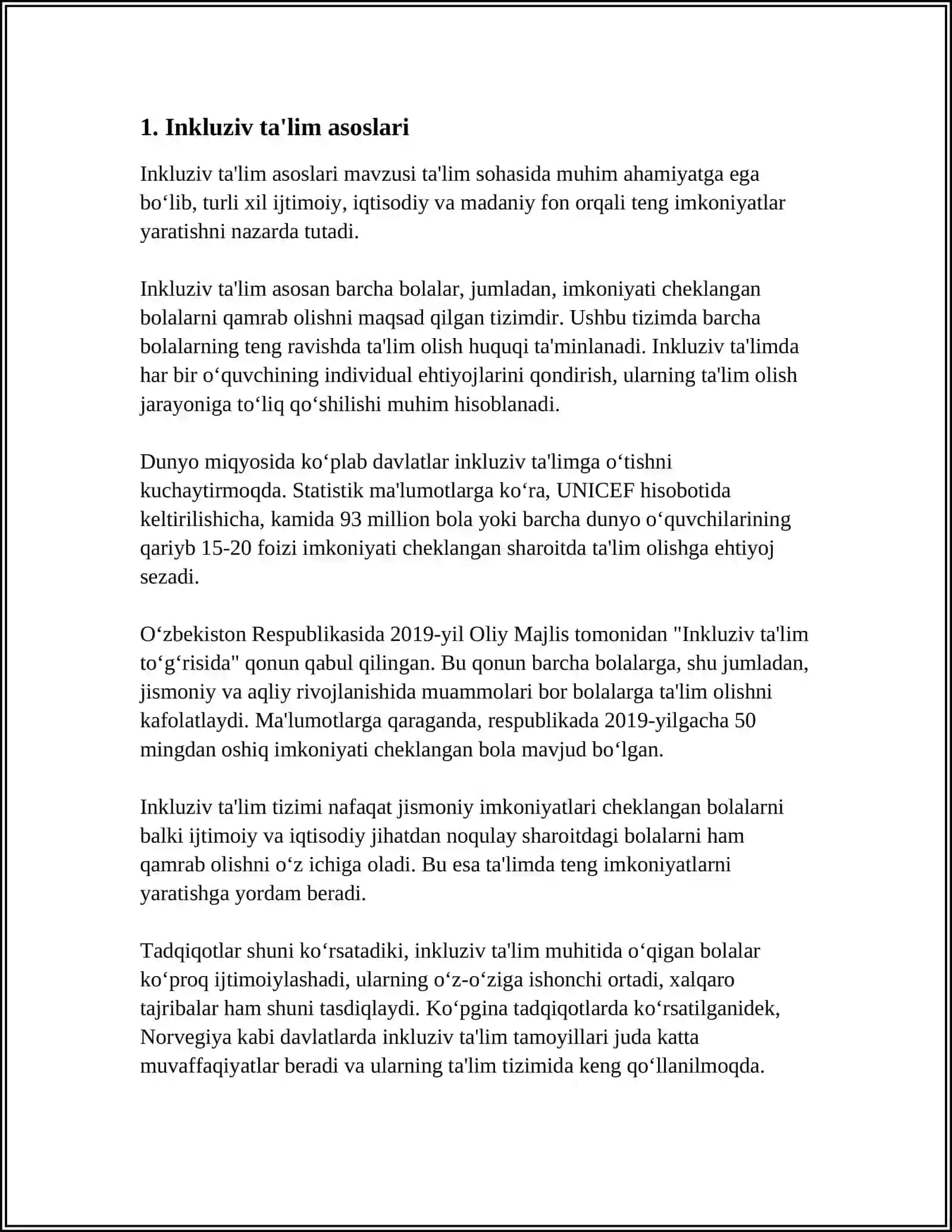 IMKONIYATI CHEKLANGAN BOLALARNI INKLYUZIV TA‘LIM TARBIYALASH KONSEPSIYASI 3
