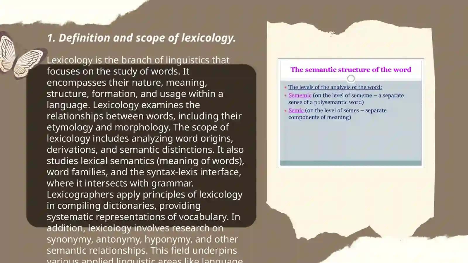 Object of lexicology. Semasiology and semantic structure of the word 3