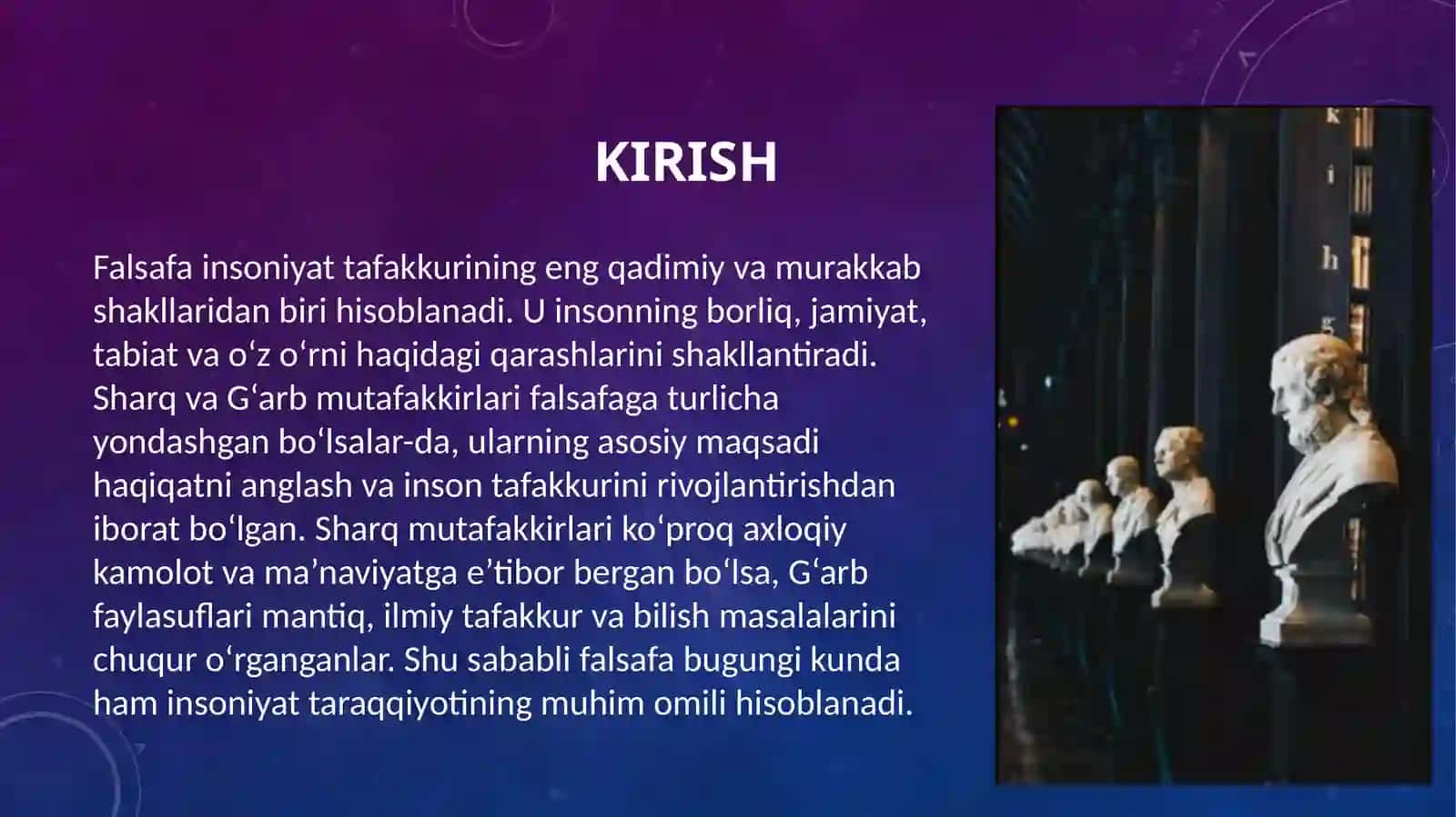 Falsafaning mohiyatiga oid Sharq va G'arb mutafakkirlari ta'riflarini tasniflash 3