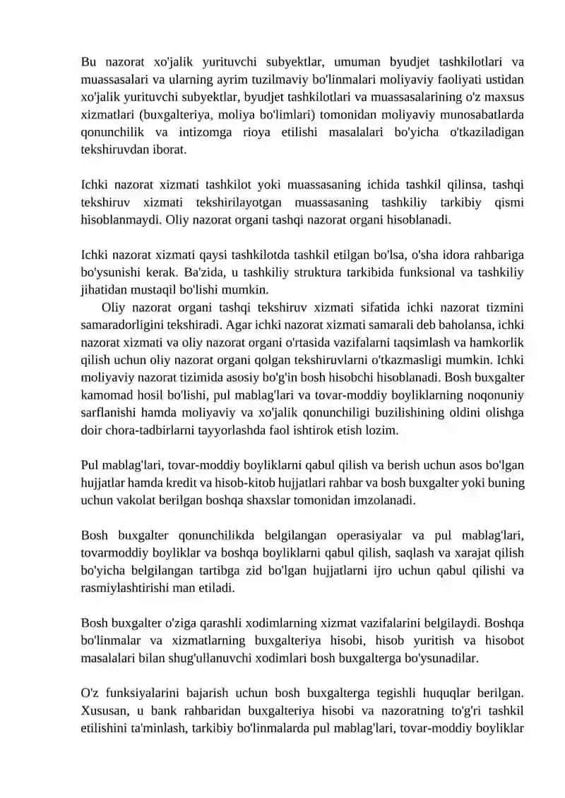 Ichki nazorat tizimini tashkil etish 3