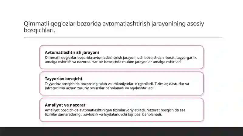 Qimmatli qog'ozlar bozorining avtomatlashtirilishi 3
