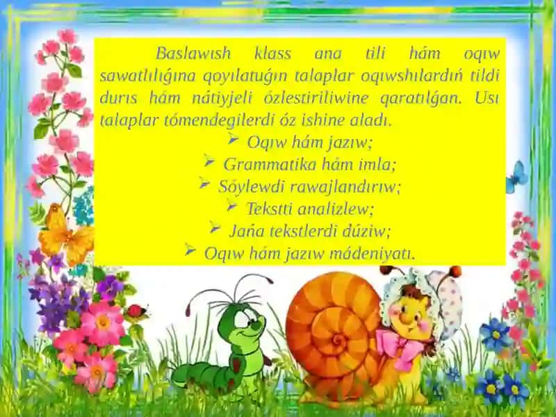 BASLAWÍSH KLASS ANA TILI HÁM OQÍW SAWATLÍLÍǴÍNA QOYÍLATUǴÍN TALAPLAR. INNOVACIYALÍQ-PEDAGOGIKALÍQ TEXNOLOGIYALAR 3