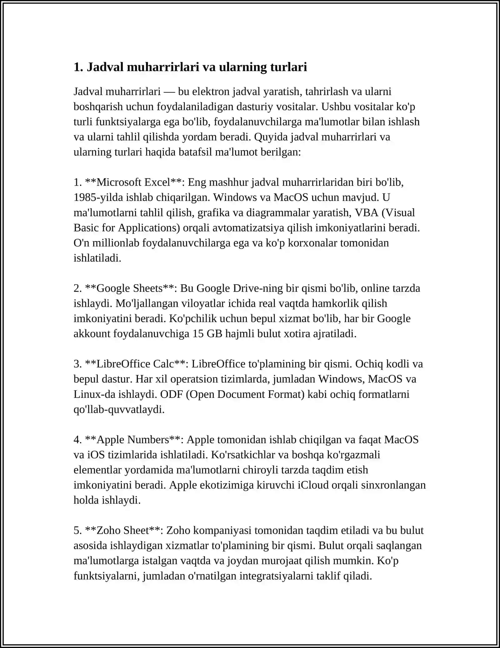 IQTISODIY AXBOROTLARNI JADVAL MUHARRIRLARIDAN FOYDALANGAN HOLDA QAYTA ISHLASH DASTURLARI 3