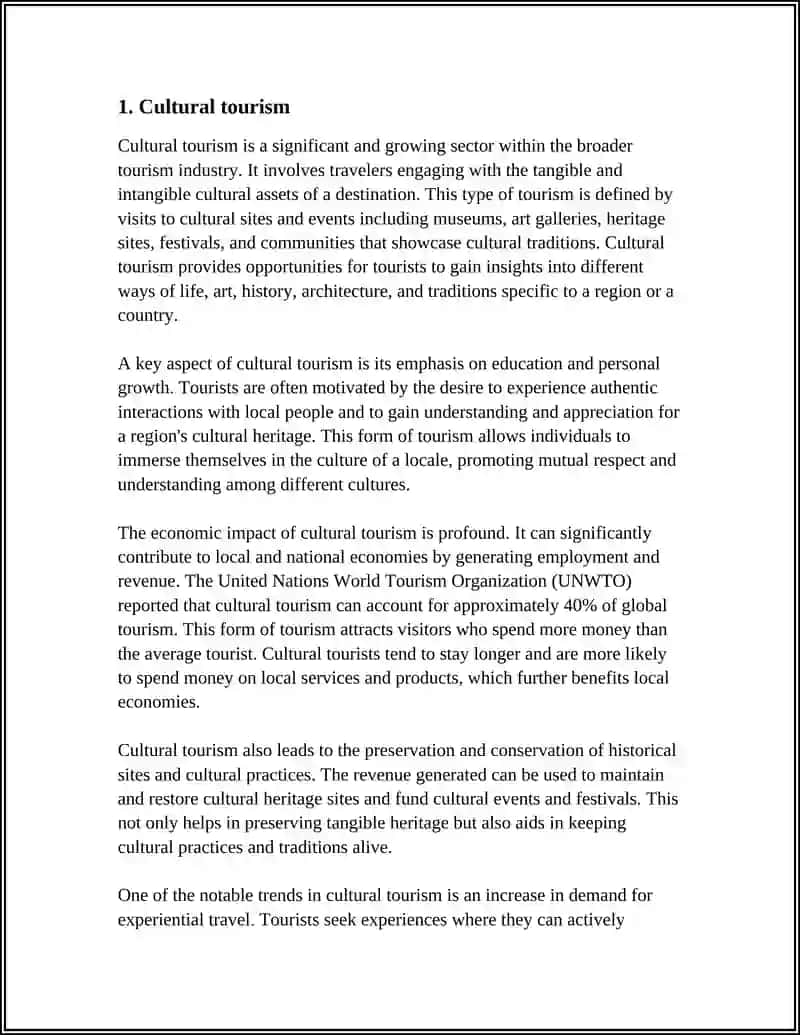 Cultural Tourism Study Plan 3