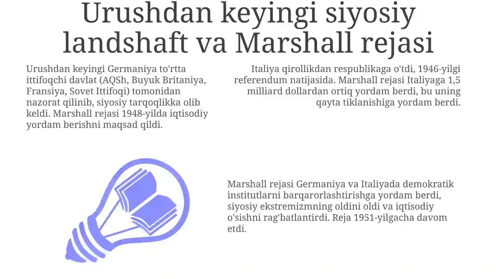 Urushdan keyingi tiklanish: Marshall rejasi va iqtisodiy mo‘jiza 3