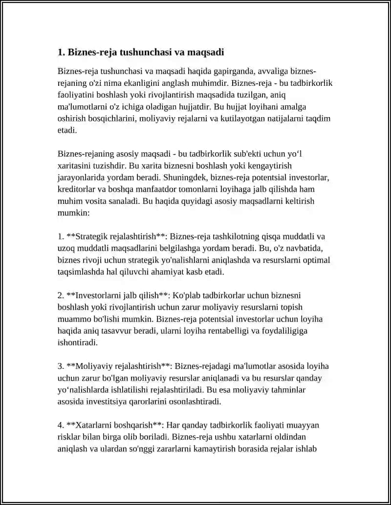 BIZNES REJA BIZNESGA KIRISH FANIDAN 3