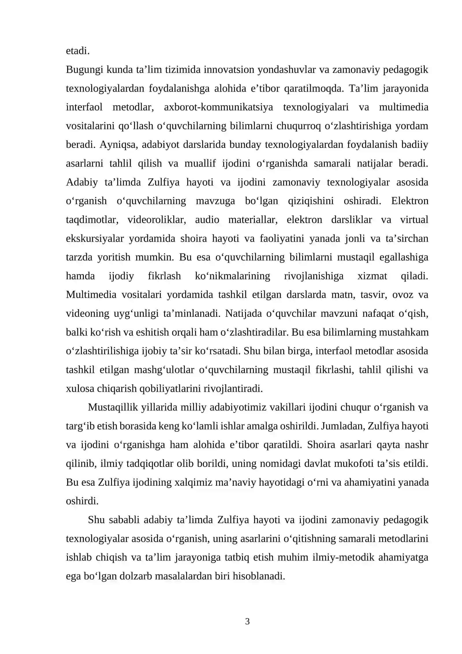 Adabiy ta'limda Zulfiya hayoti va ijodini zamonaviy texnologiyalar asosida o'rganish 3