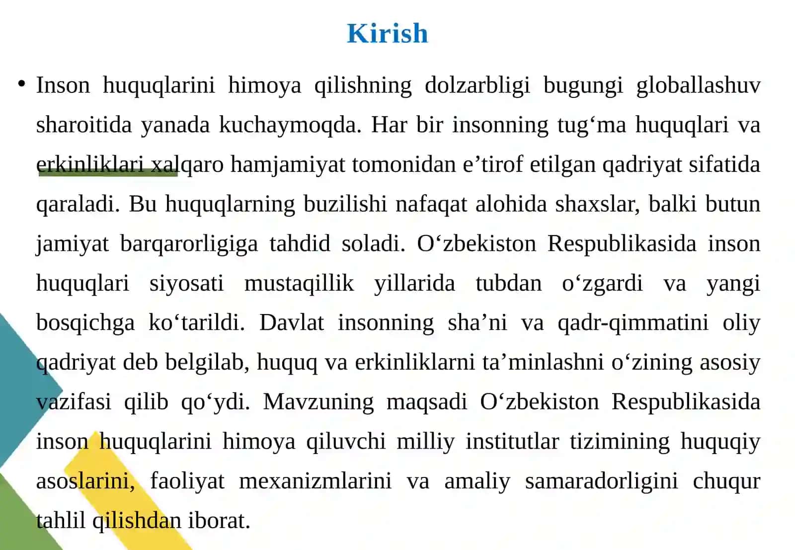 Inson huquqlarini himoya qiluvchi milliy institutlar tizimi 3