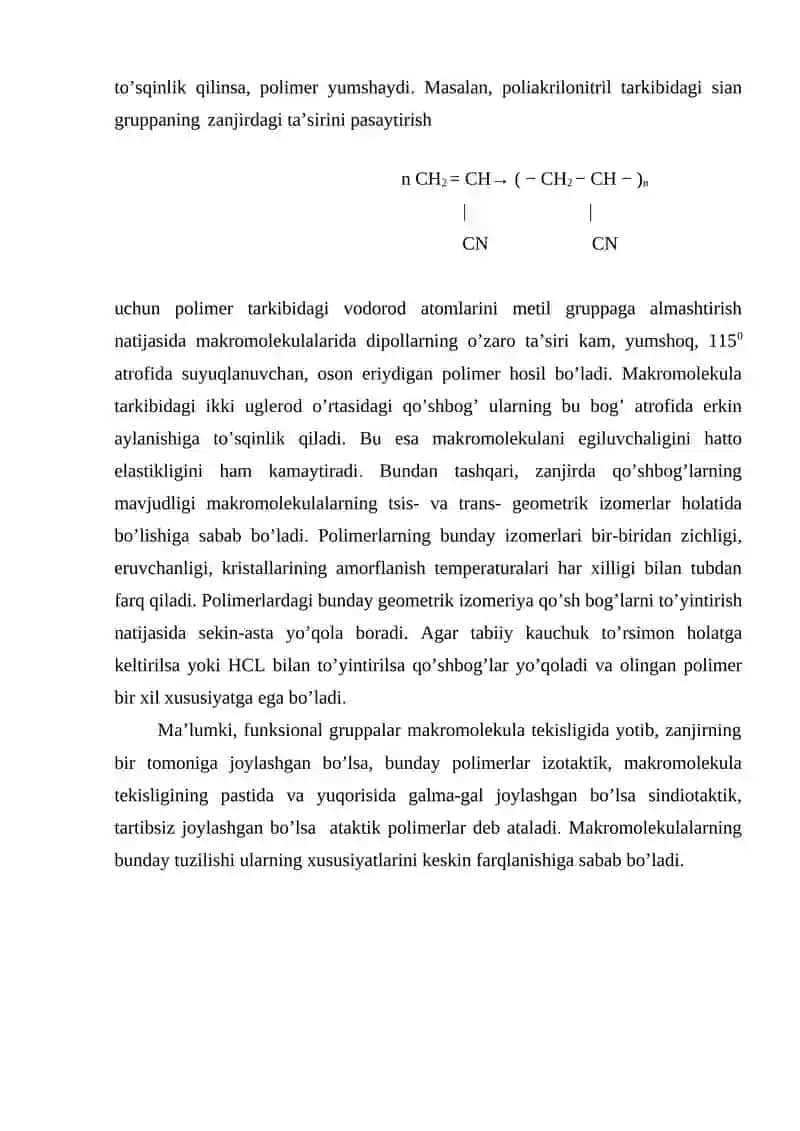 Polimerlarning kimyoviy sinflanishi 3