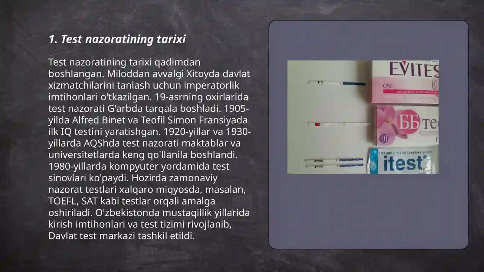Test nazoratining oʻziga hos xususiyatlari 3