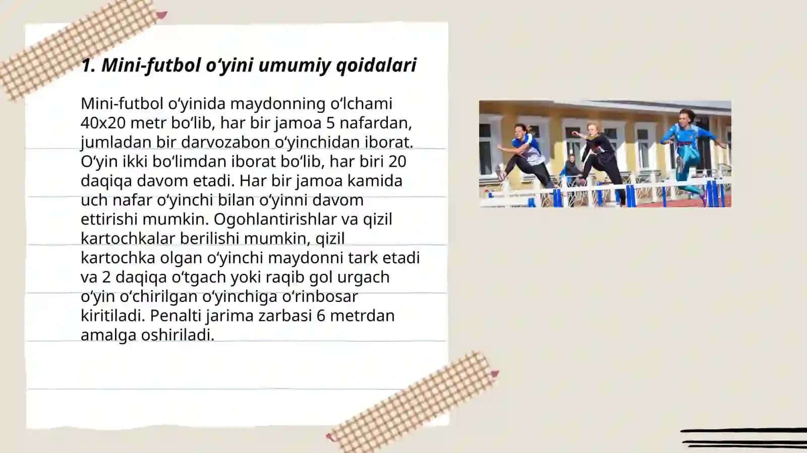 Mini-futbol oʻyini qoidalarini õrgatish 3