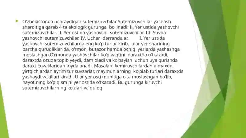 “O’zbekistonda uchraydigan sutemizuvchilar,ovlanadigan vakillari,kasallik tarqatuvchi va noyob turlari” 3