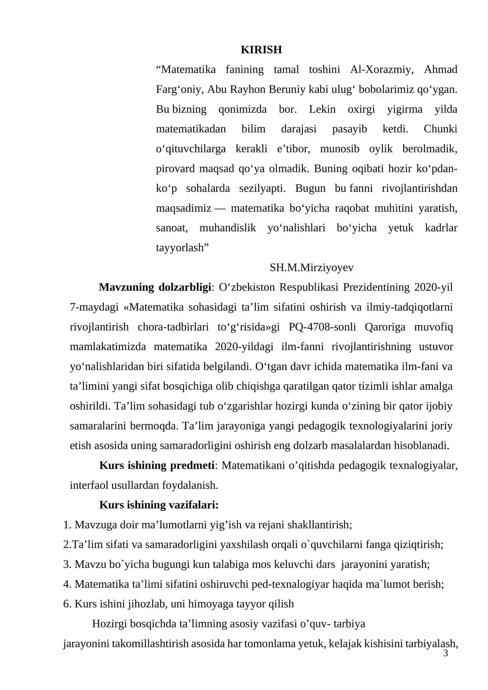 Funksiya va uning muhim sinflarini o’qitish metodikasi 3