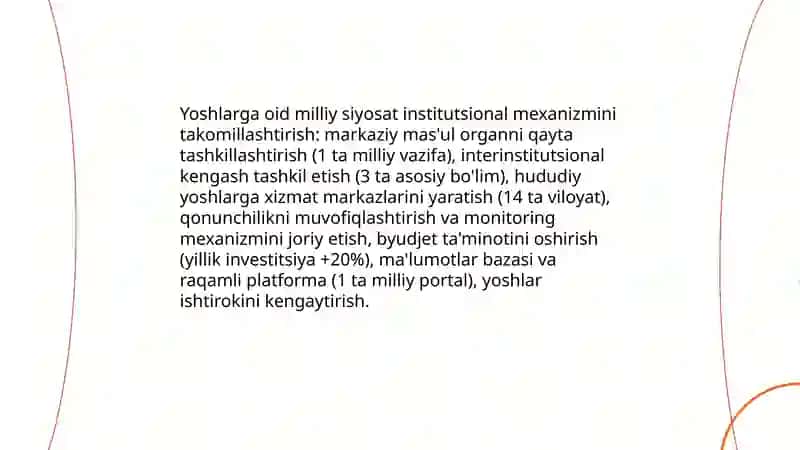 Yoshlarga oid davlat siyosatini izchil va samarali tashkil etish 3