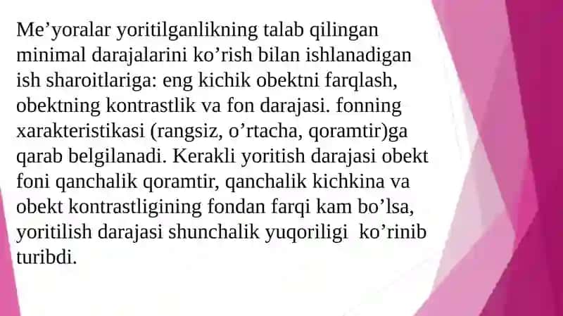 Sun'iy yoritish me’yorlari 3