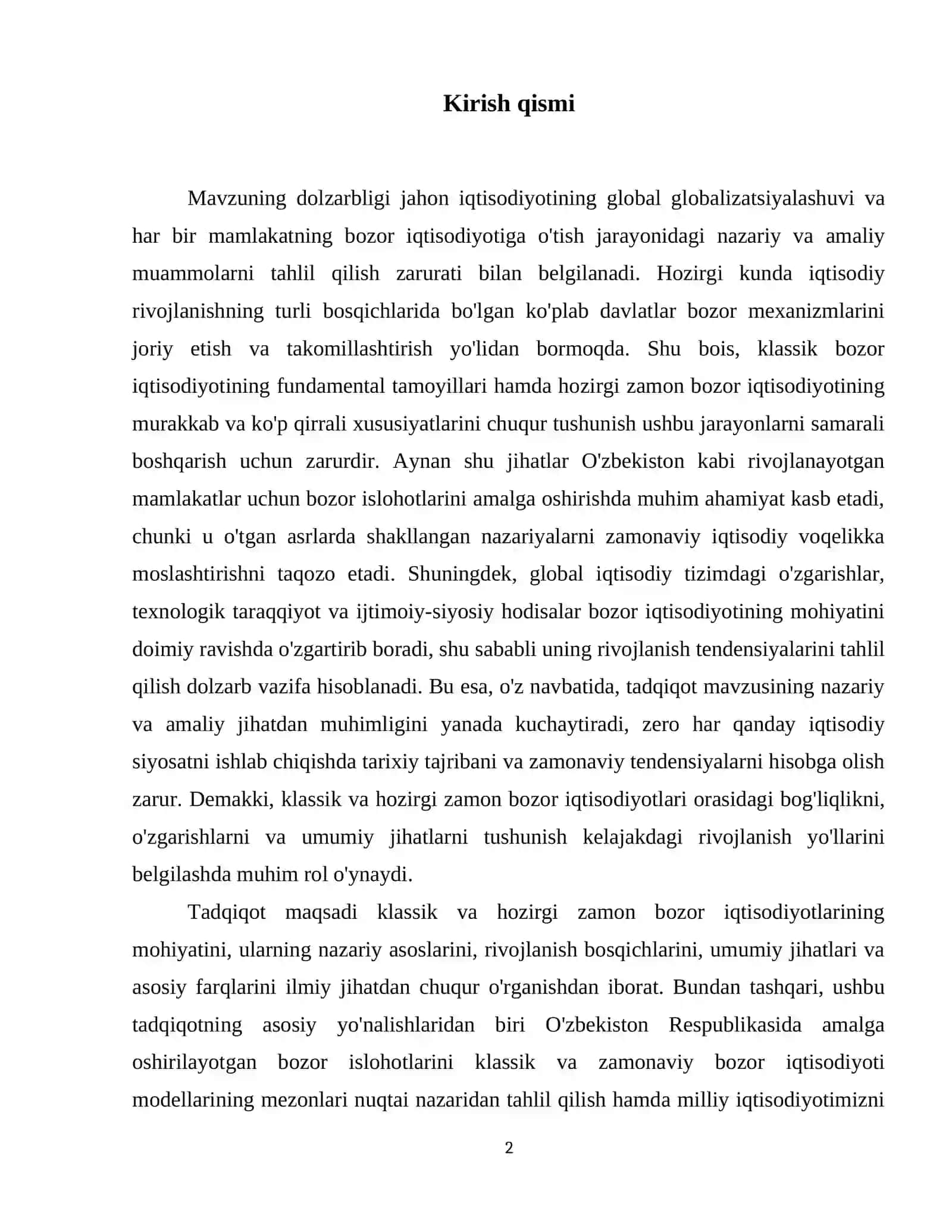 Klassik va hozirgi zamon bozor iqtisodiyoti, ularning umumiy tomonlari va farqlari. 3