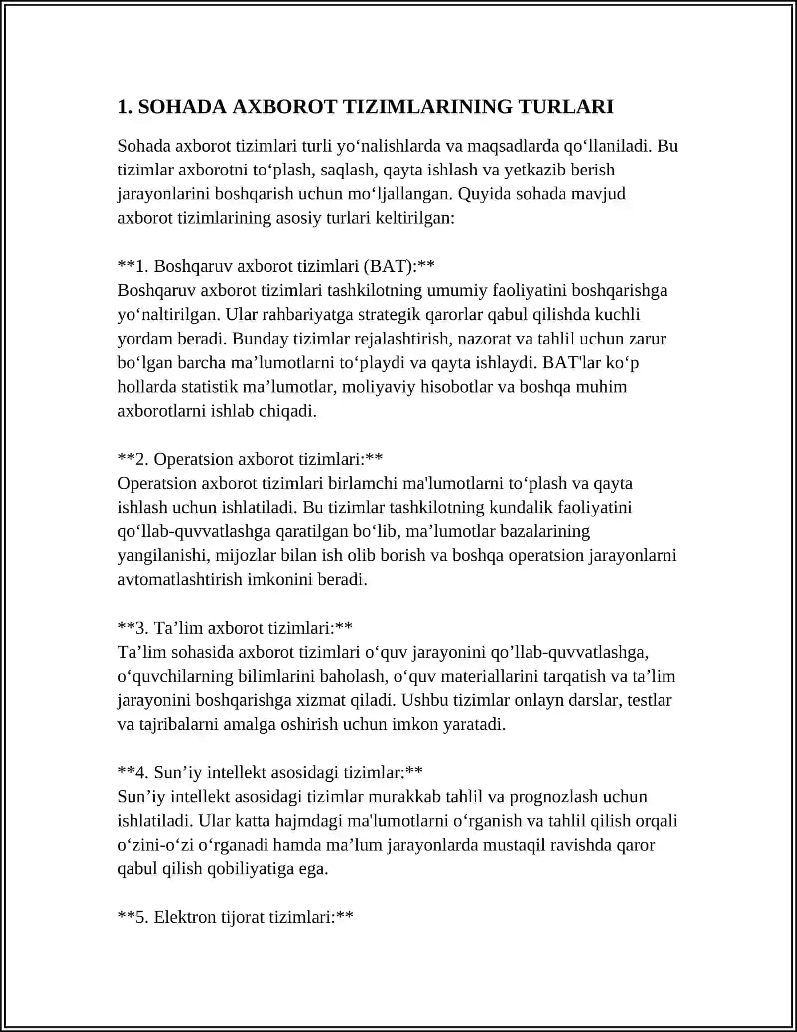 SOHADA FOYDALANILAYOTGAN AXBOROT TIZIMLARI VA ULARNING IMKONYATLARI 3