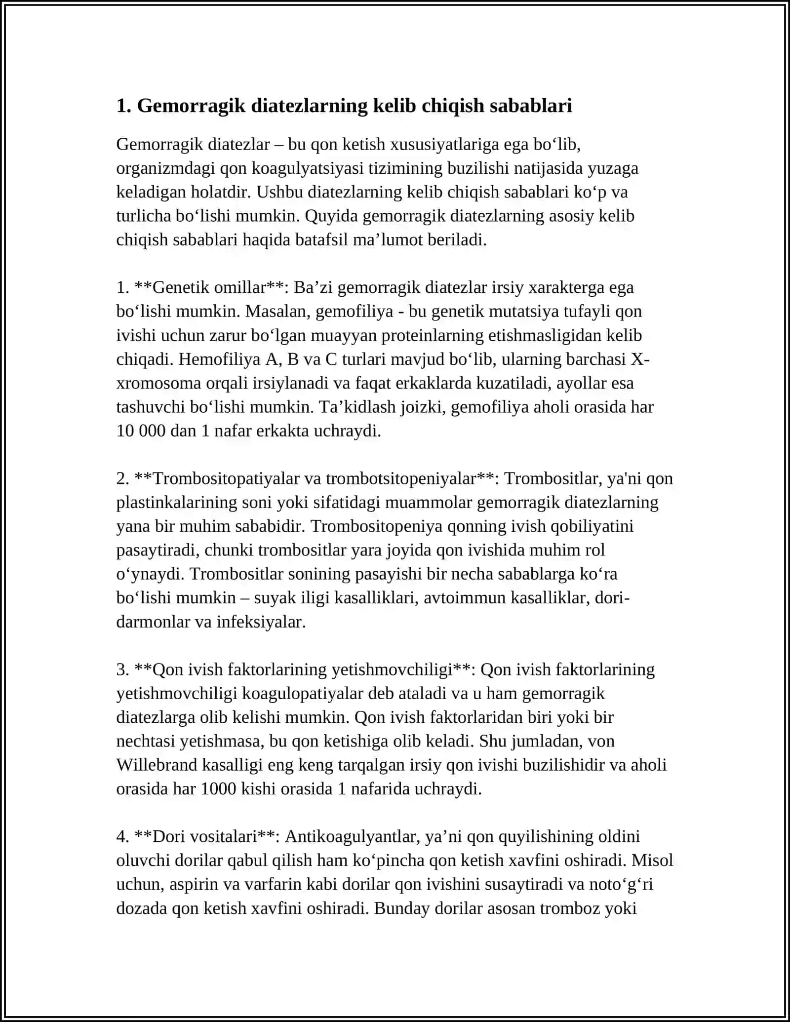 GEMORRAGIK DIATEZLAR. TRANSFUZION ASORATLAR 3