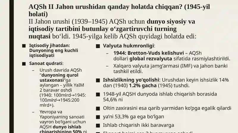 AQSH II Jahon urishidan keyingi yillarda 3