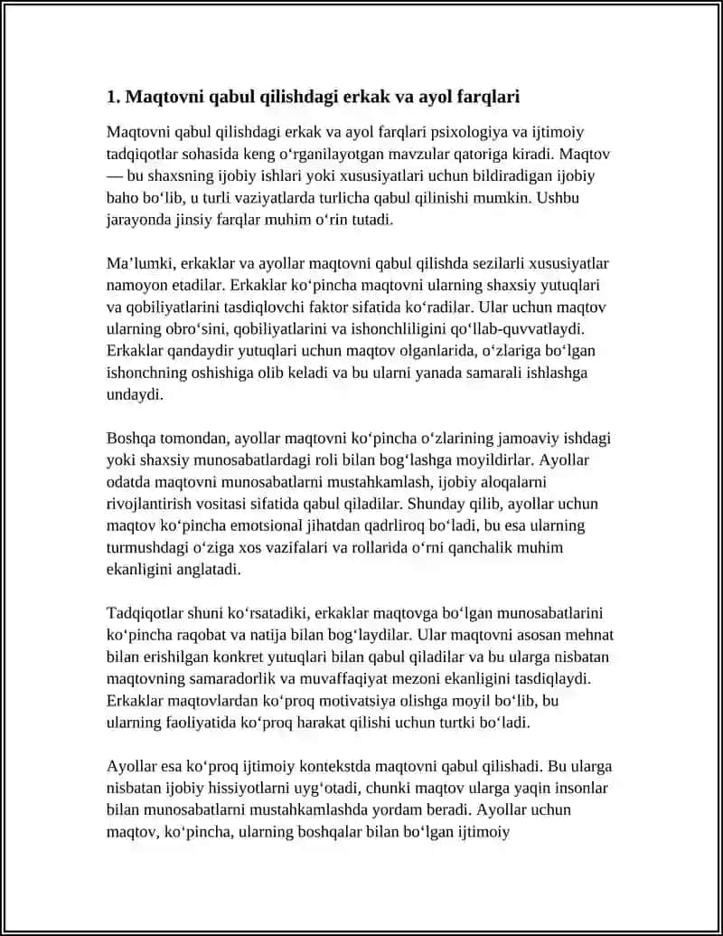 MAQTOVGA NISBATAN JINSGA XOS XUSUSIYATLAR 3