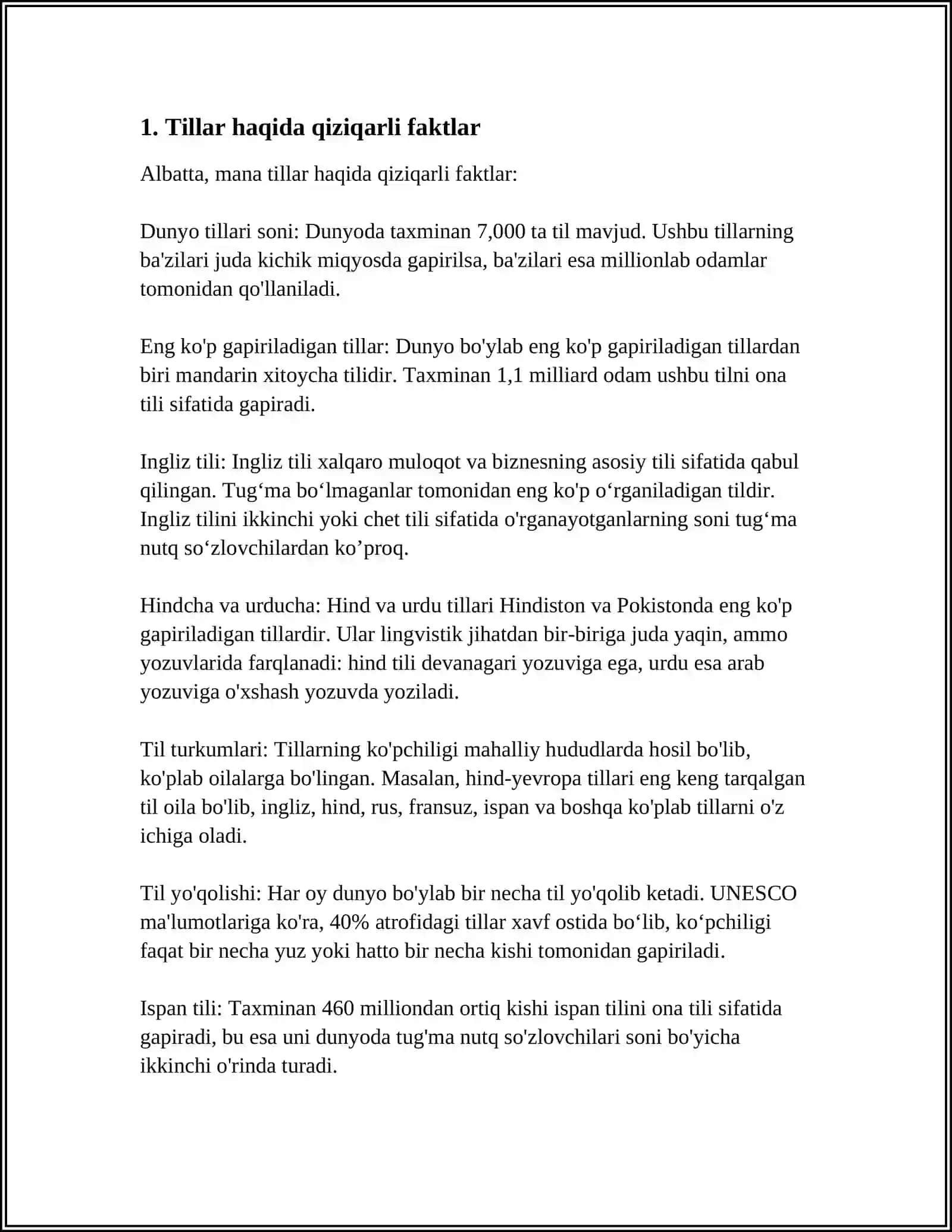 Tillar haqida qiziqarli faktlar 3