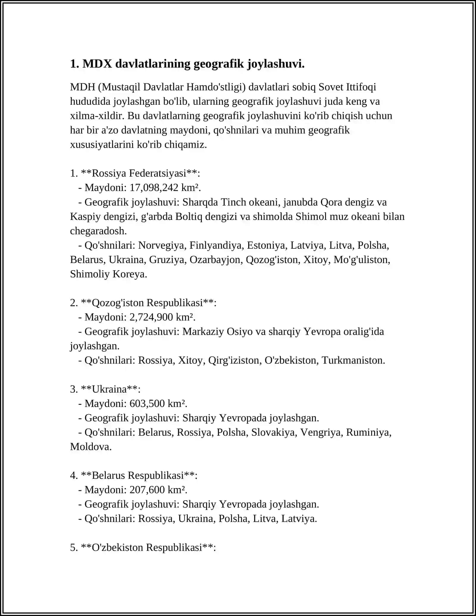 MDX DAVLATLARI.TUPROQLARI 3