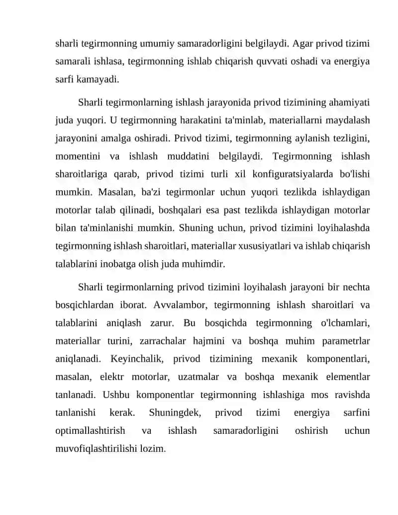 Sharli tegirmon uchun privod (yuritma)ni loyihalash123 3