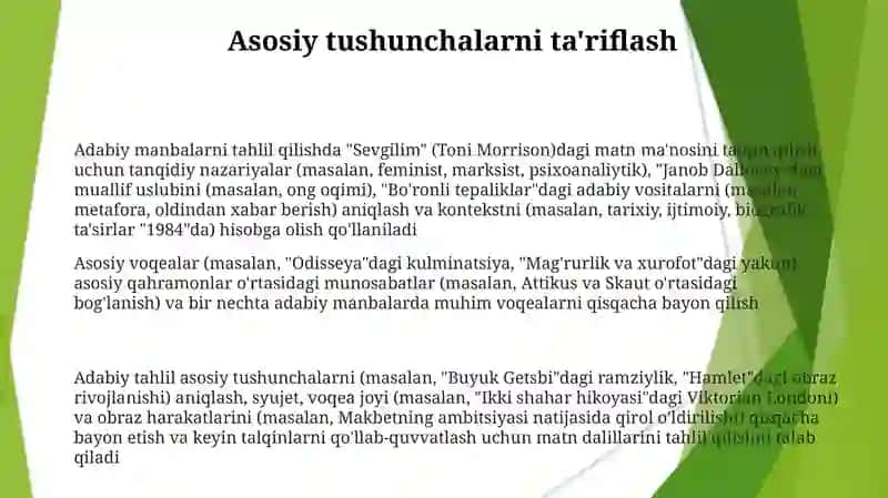 Adabiyotlardan olingan ma'lumotlarni umumlashtirish va taxlil etish 3
