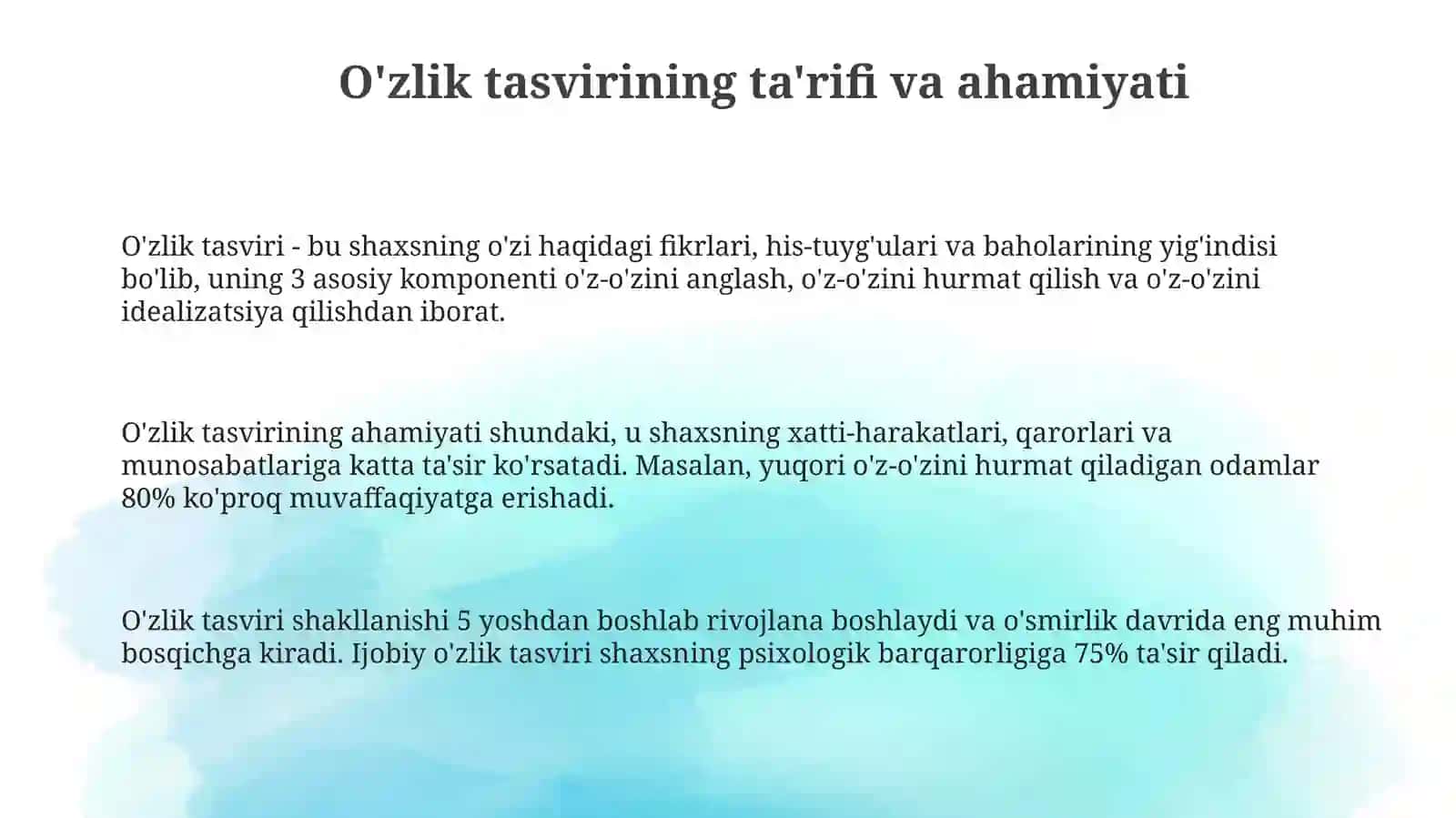 Trening jarayonida shaxsdagi "men" obraziga e'tibor qaratishning ahamiyati 3