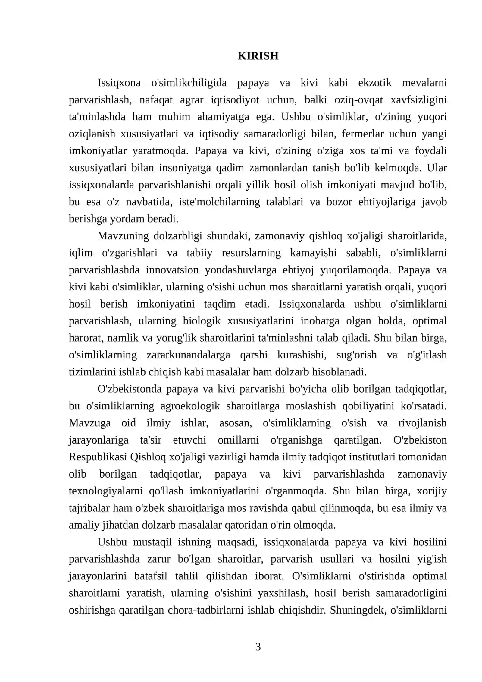 Issiqxonalarda yosh va hosili papaya va kivi osmiligini parvarishlash 3